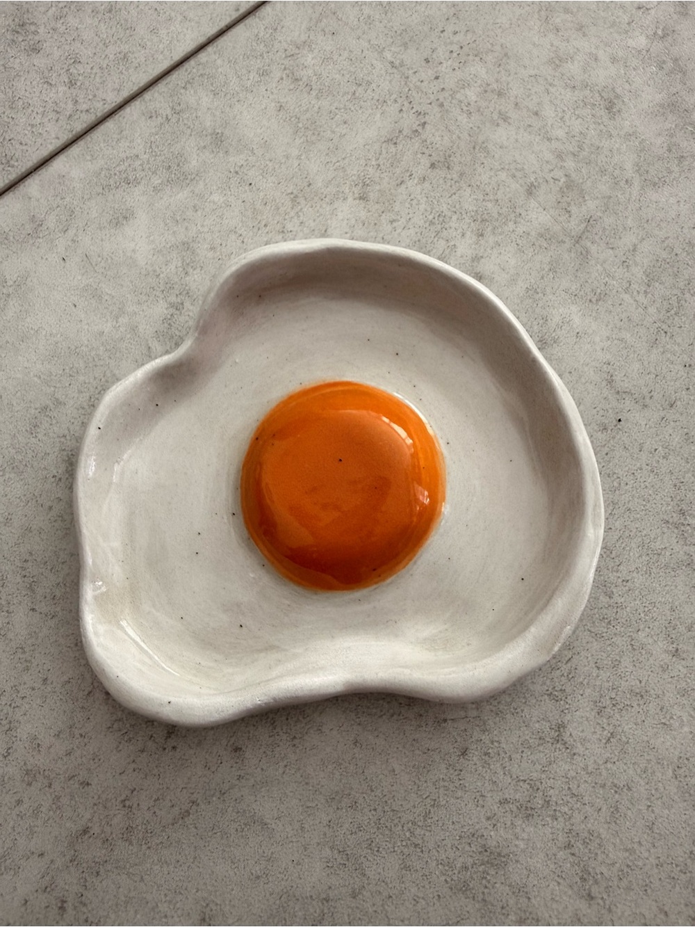 Handcrafted Ceramic Egg Yolk Dish - Orange Center
